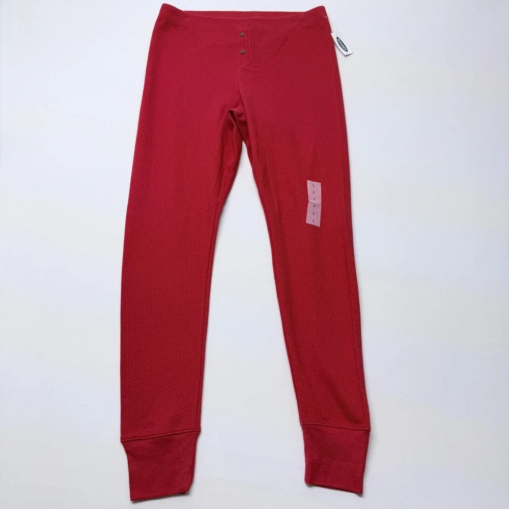 Old Navy Mens Red Waffle Knit Thermal Leggings Long Johns Size L 609806-18-1